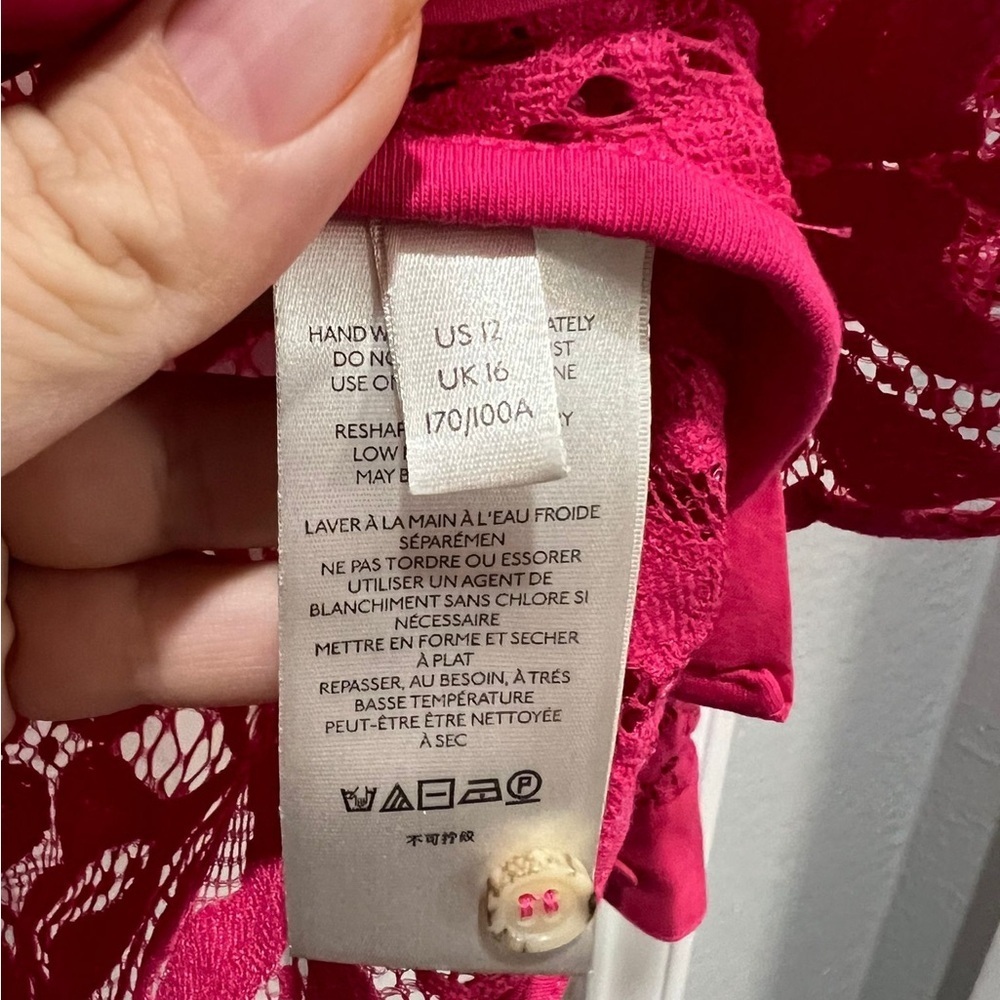 Anthropologie Fuchsia Lace Button-Down Shirt - Picture 2 of 7